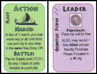 Caesar XL Board Game Review - Caesar's starting card hand