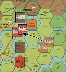 Central America Board Game - Ground Combat example #2 (with Insurgency Units)